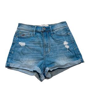 10/$25🦋 Hollister Light Wash Distressed High Rise Denim Shorts - Size 0